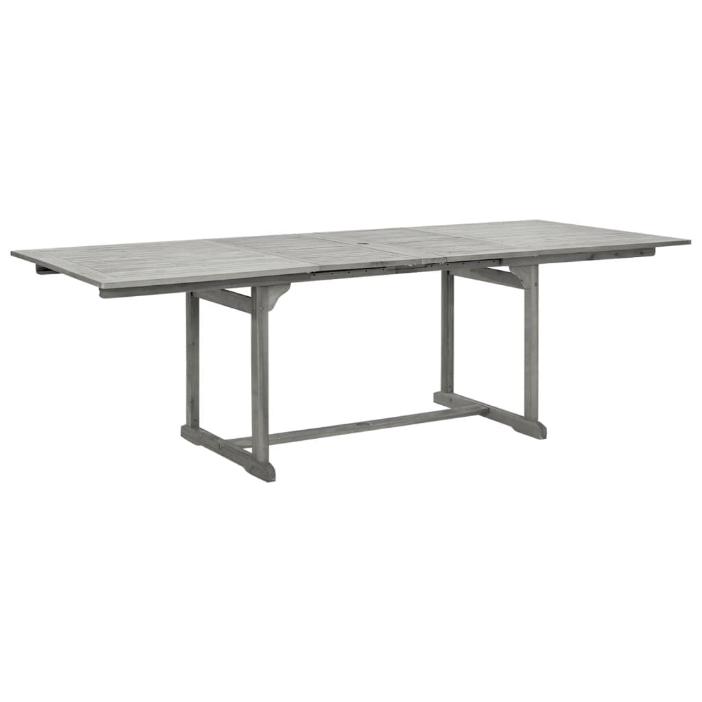 Extendable Outdoor Dining Table 63-94.5" Solid Acacia Wood with Gray Wash Finish