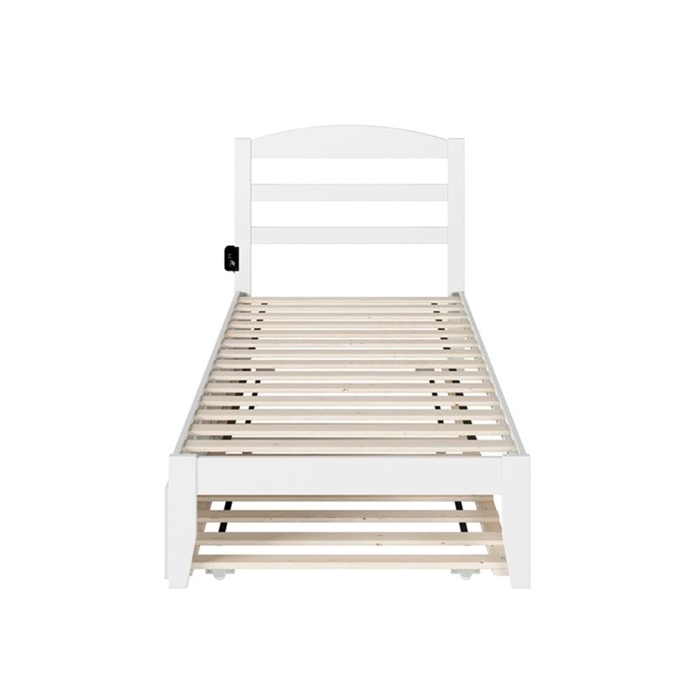 AFI Warren Solid Wood Twin XL Traditional Bed w/Twin XL Trundle in White