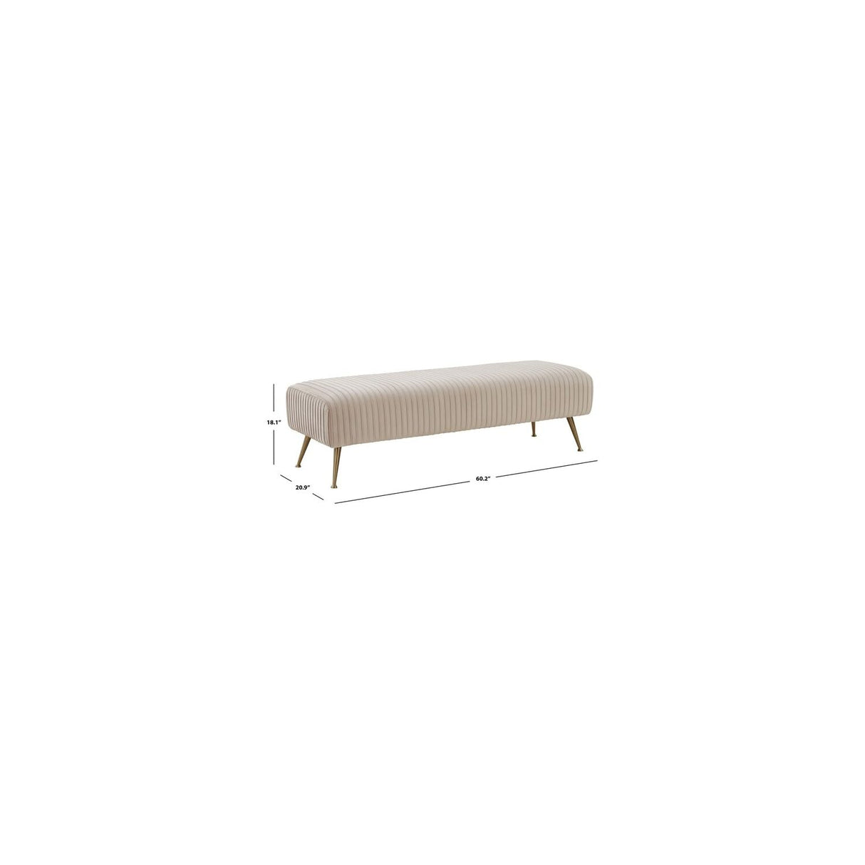 Collection Salome Giotto Shale and Antique Brass Velvet Bench