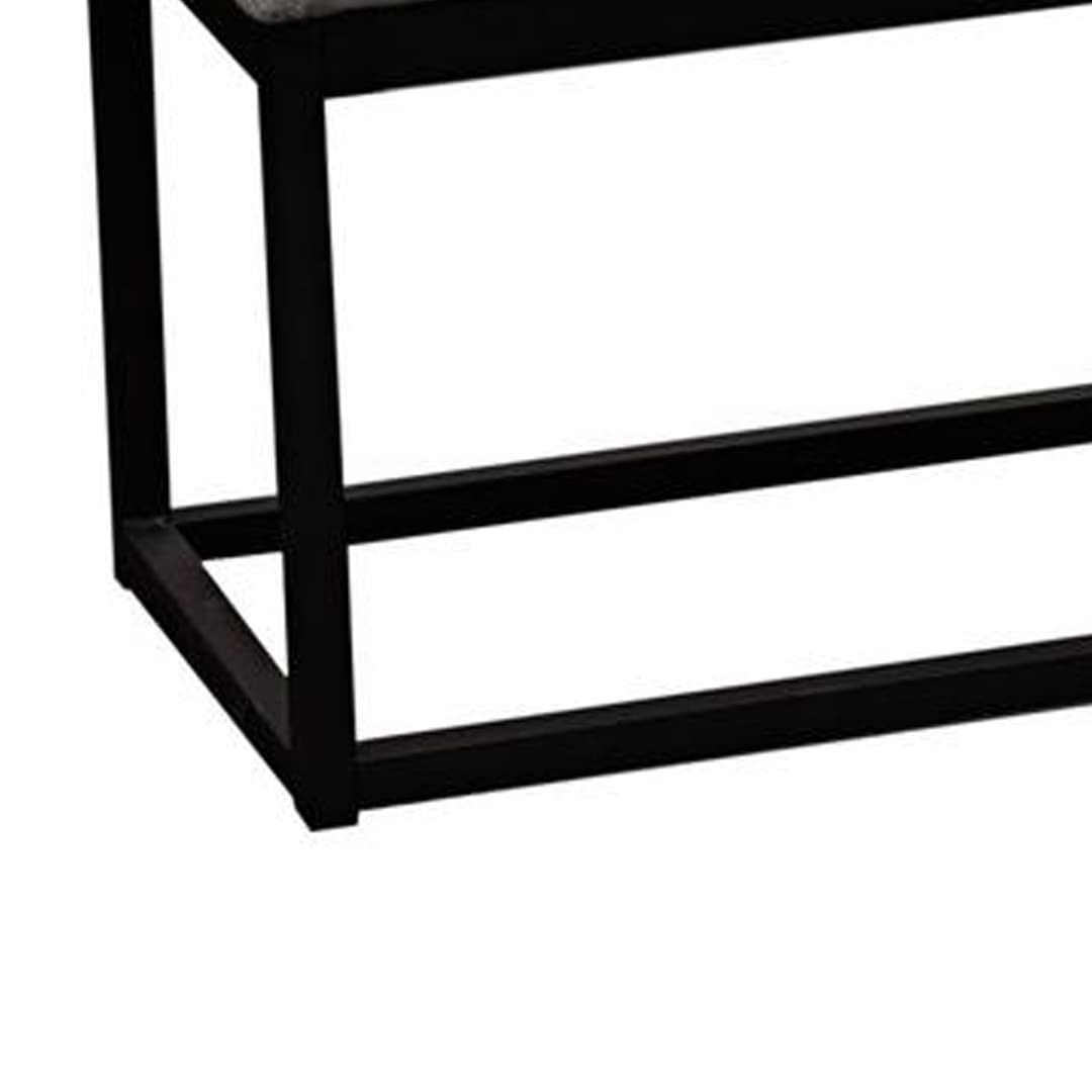 Benzara Metal Bench with Diamond Tuft Details