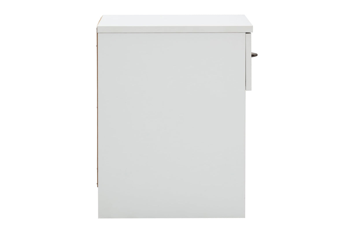 One Drawer Nightstand, Casual White Laminate