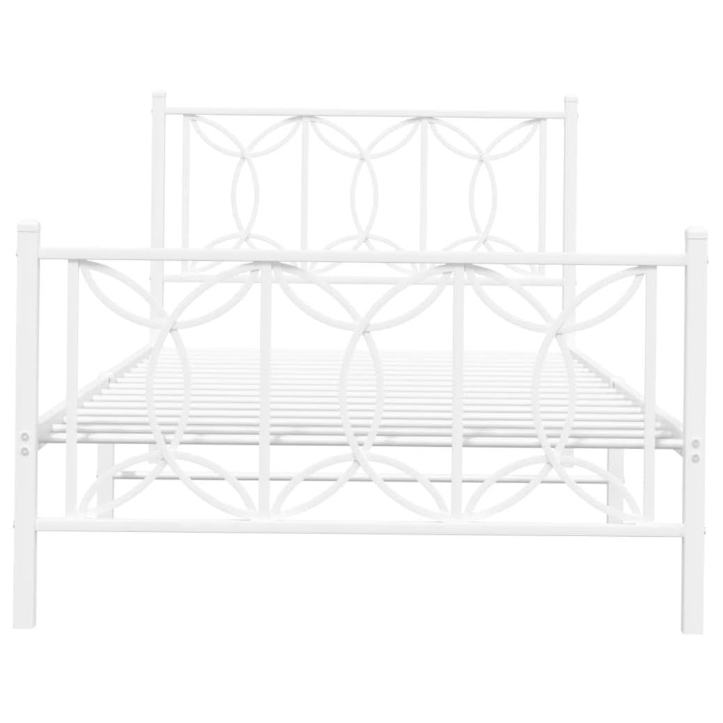 allesoky Bed Frame Without Mattress with Footboard White 39.4x78.7-White(100 x 200 cm)