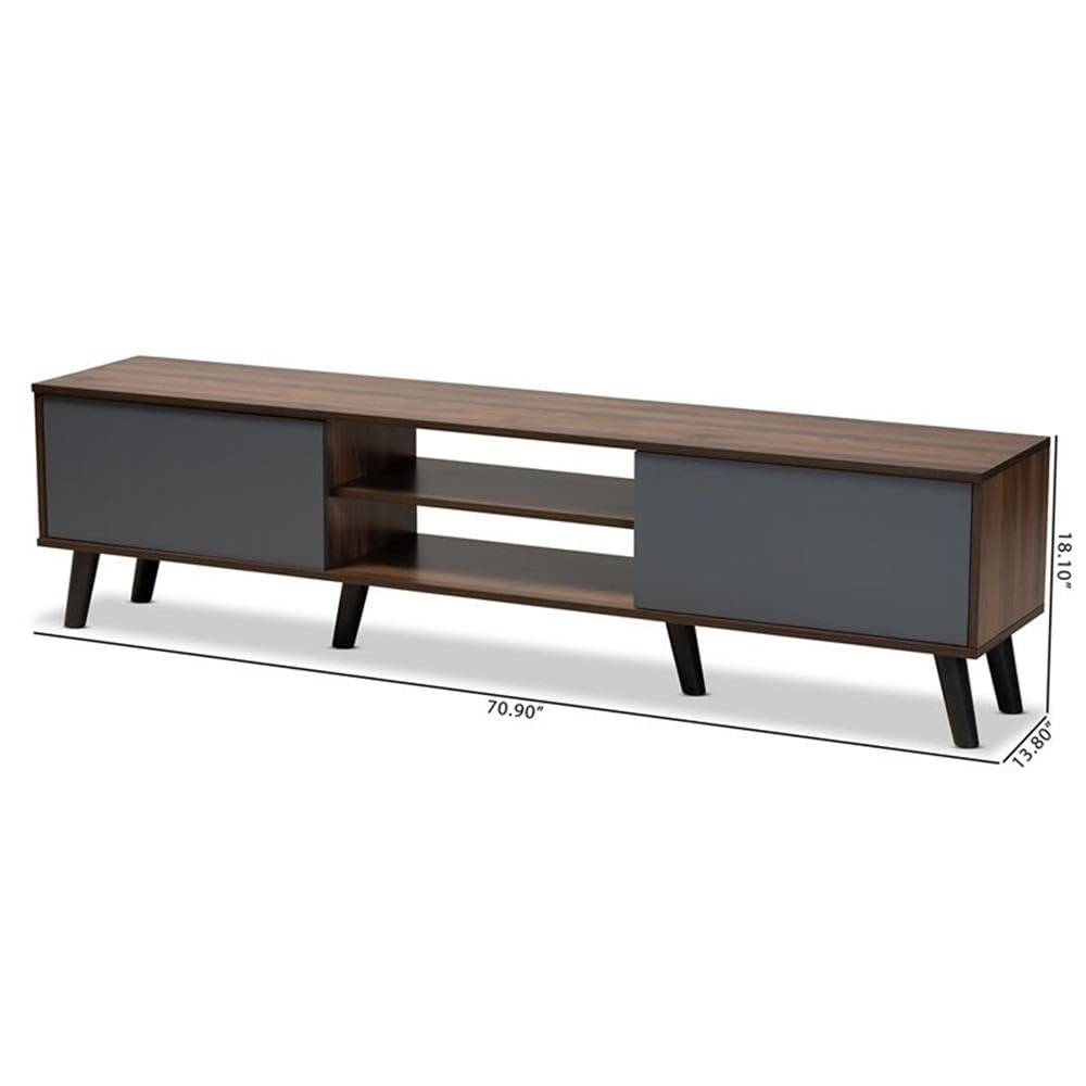 Modern Engineered Wood TV Stand for TVs up to 70" in Walnut/Gray