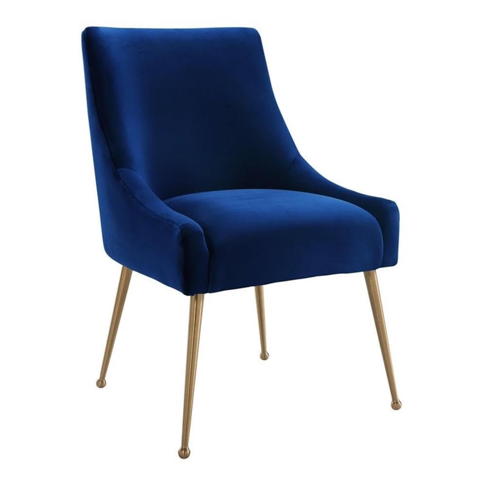 The Beatrix Collection Modern Style Living Room Velvet Upholstered Side Chair, Navy