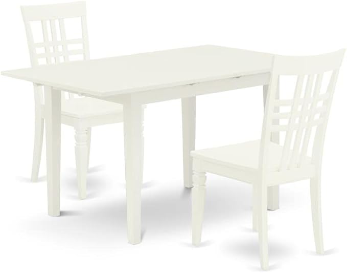 NOLG5-LWH-W 5 Piece Dining Room Table Set Includes a Rectangle Kitchen Table with Butterfly Leaf