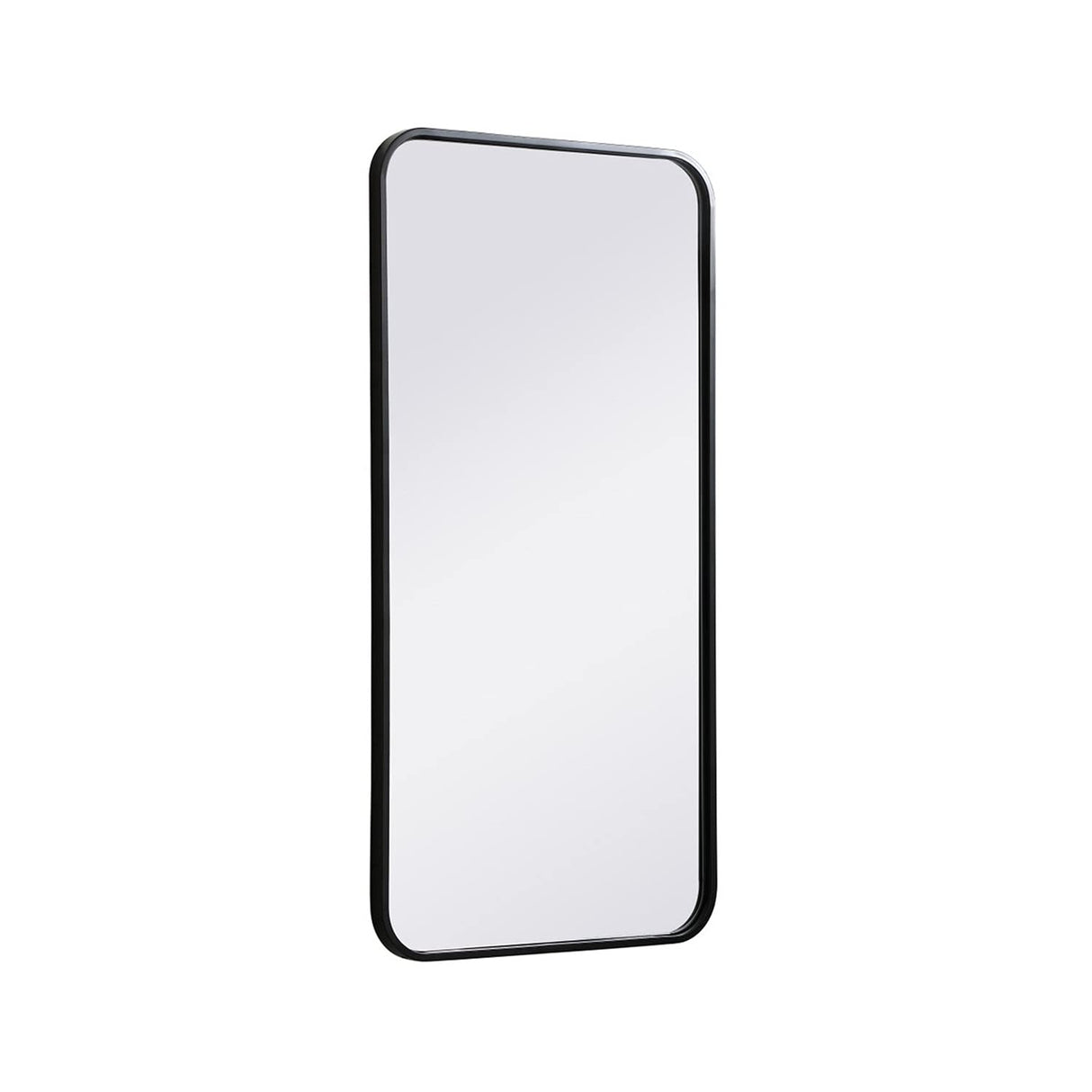 Evermore 18x36 Soft Corner Metal Rectangular Mirror in Black