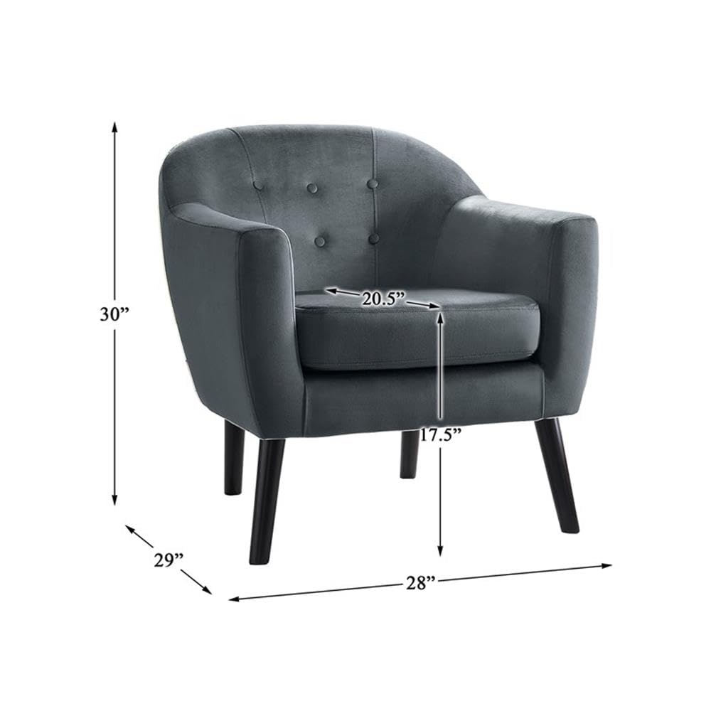 Velvet Upholstered Accent Chair in Gray