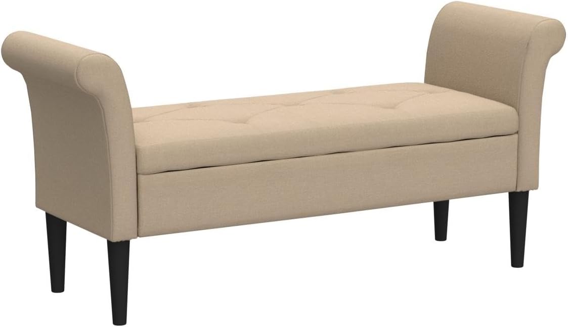 Upholstered Storage Bench for Bedroom End of Bed Bench Ottoman