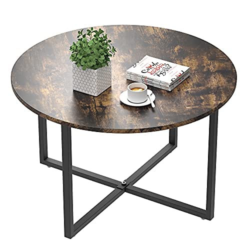 Round Coffee Table, Vintage Style Sofa Table Durable Metal Frame Cocktail Table