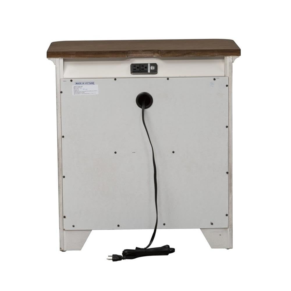 Farmhouse Reimagined White 3 Drawer Night Stand w/Charging Station