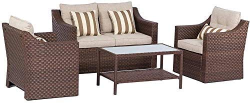 Patio Furniture Outdoor Conversation Set All Weather Wicker 4-Piece Sectional Sofa