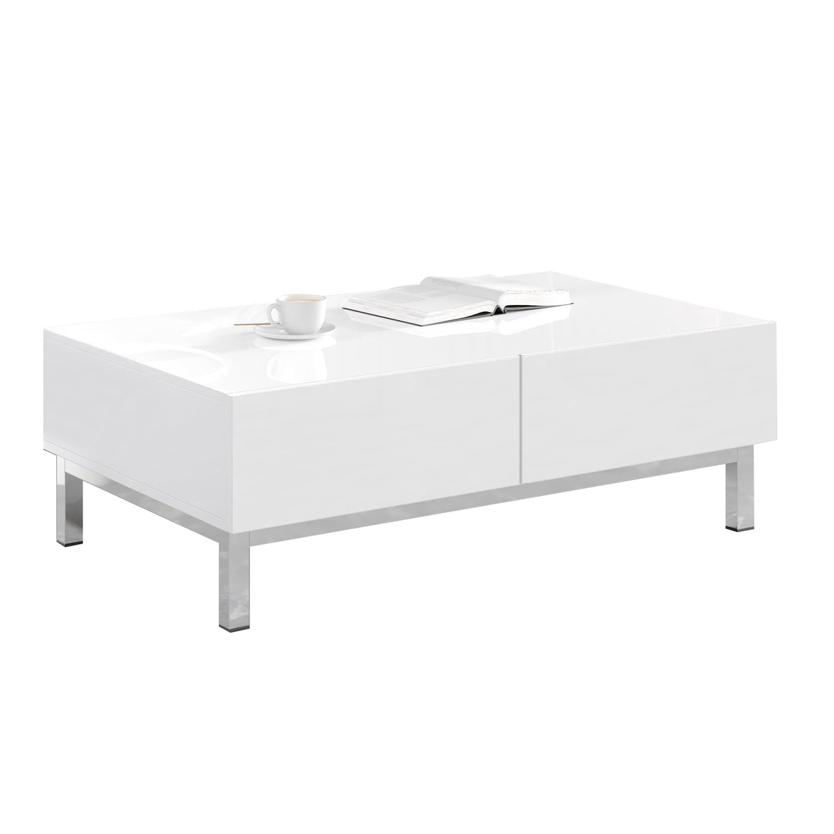 High Gloss Electroplated Coffee Table, 40" Wide Modern Minimalist Center Table