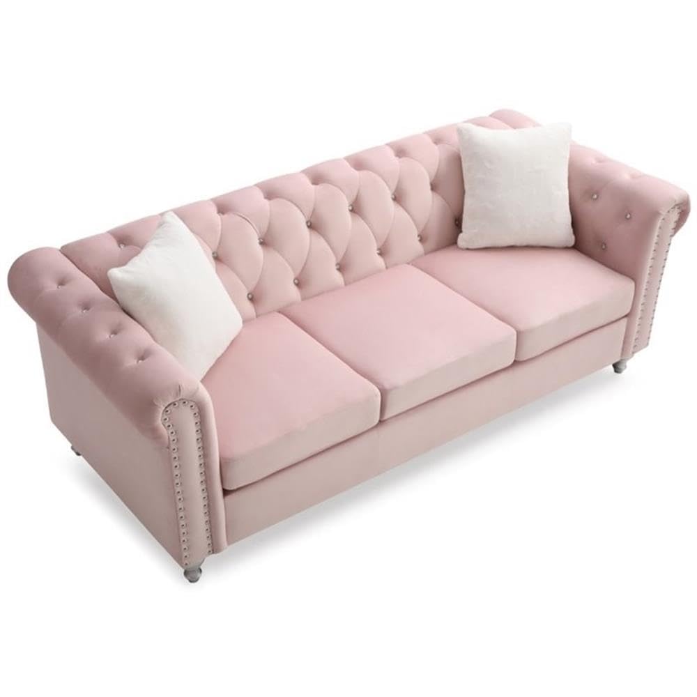 Raisa Velvet Sofa in Pink