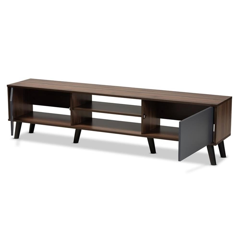 Modern Engineered Wood TV Stand for TVs up to 70" in Walnut/Gray