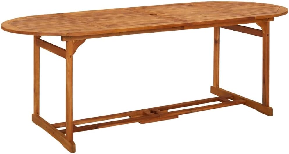 Solid Acacia Wood Patio Dining Table - 86.6" Outdoor Garden Furniture