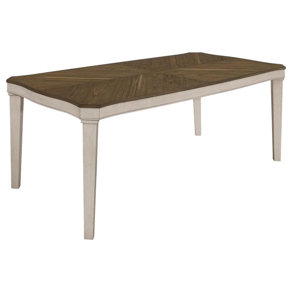 Wood Starburst Dining Table Set in Khaki and Rustic Cream