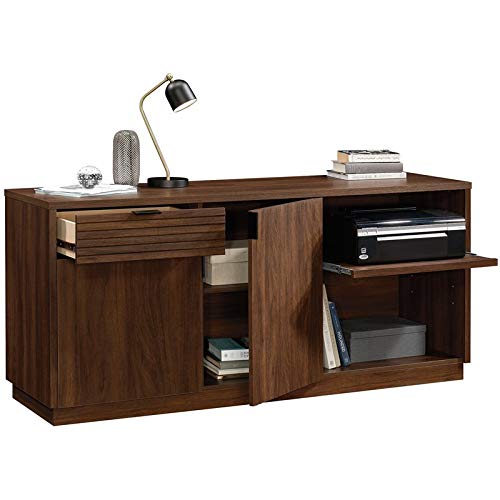 Mahogany L-Shaped Office Desk Set – 3 Piece Workstation with Hutch & Credenza