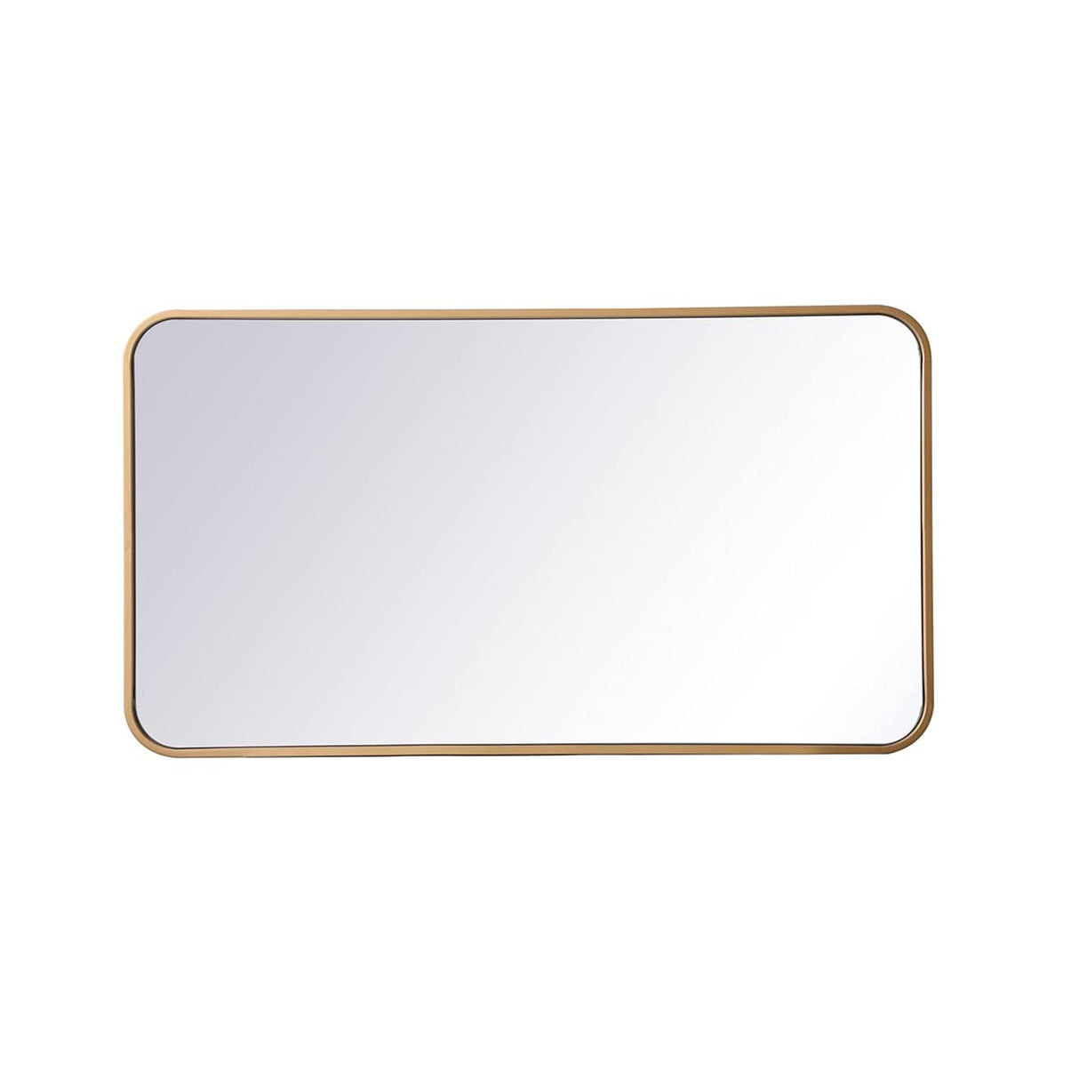 Evermore 20x36 Soft Corner Metal Rectangular Mirror in Brass