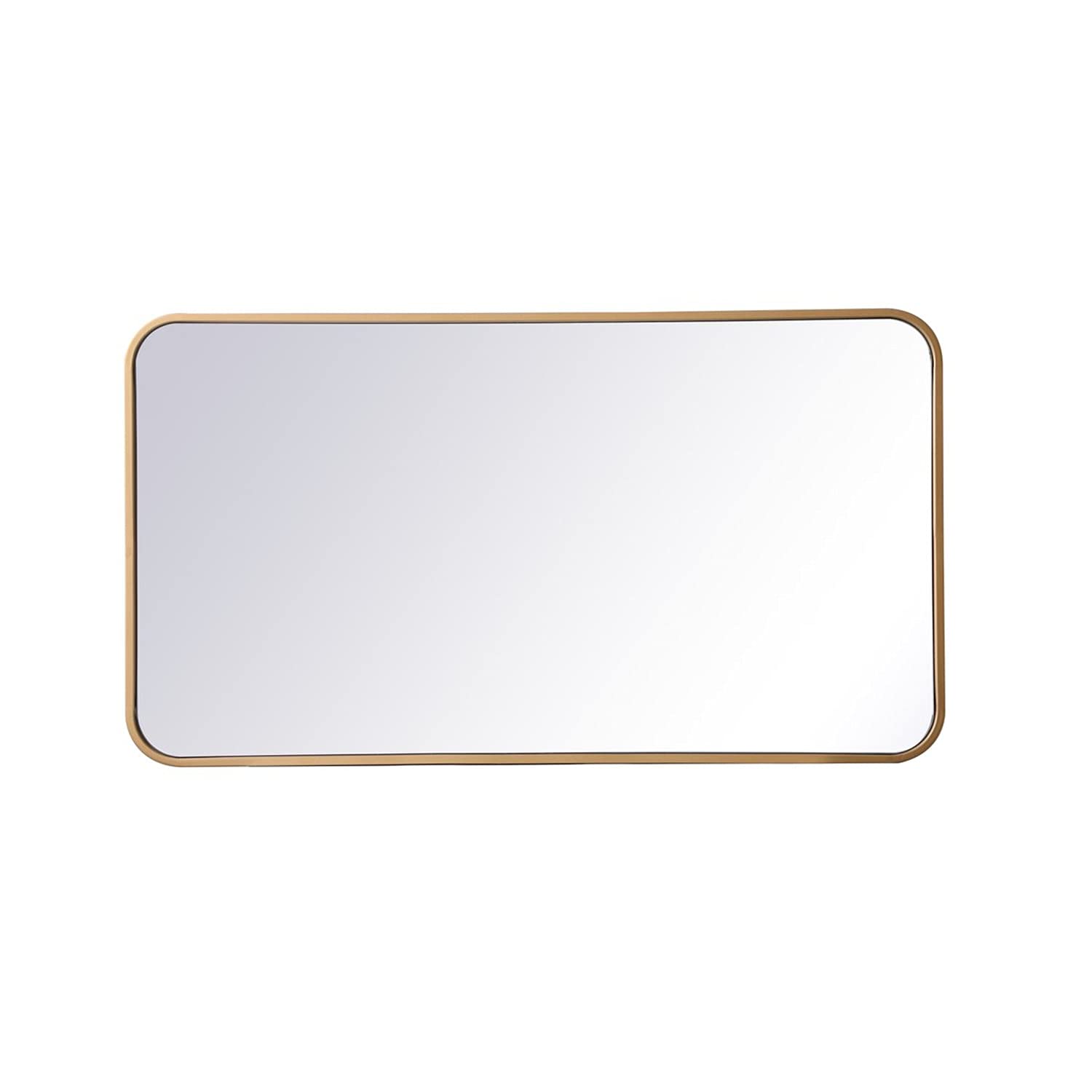 Evermore 20x36 Soft Corner Metal Rectangular Mirror in Brass