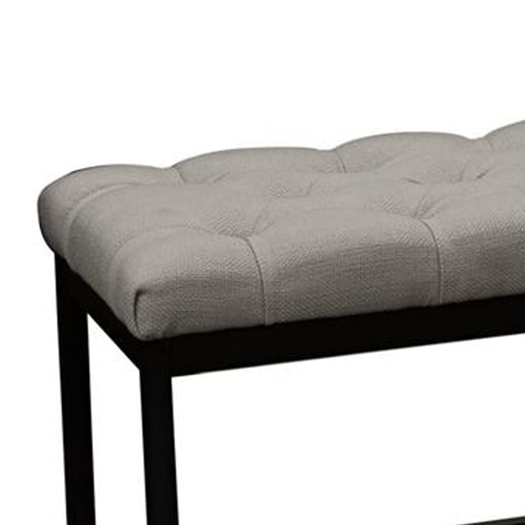 Benzara Metal Bench with Diamond Tuft Details