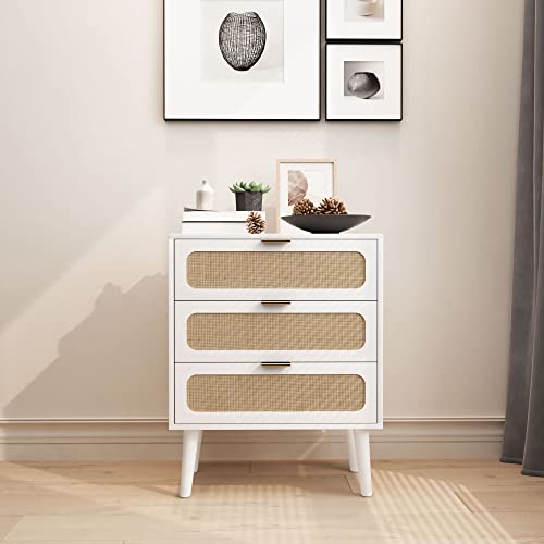 Nightstand Dresser Chest of 3 Drawers, Wood Storage Dresser Cabinet Organizer Unit