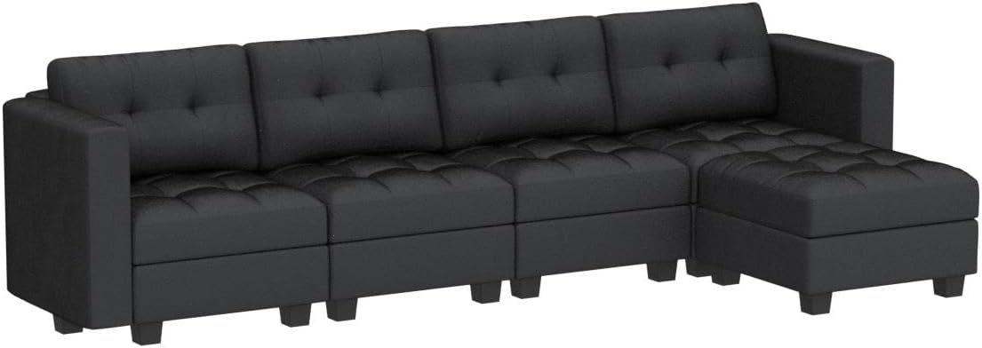 Modular Sectional Sofa with Storage Seat Convertible L Shaped Couch with Chaise Velvet 4 Seater Sofa