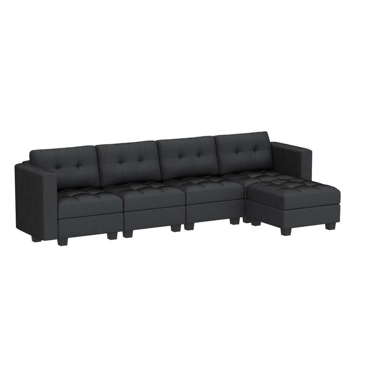 Modular Sectional Sofa with Storage Seat Convertible L Shaped Couch with Chaise Velvet 4 Seater Sofa