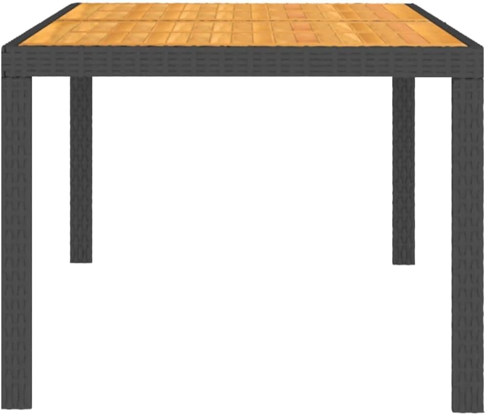 and Durable 7 Piece Patio Dining Set with Cushions, Black Rattan and Powder-Coated