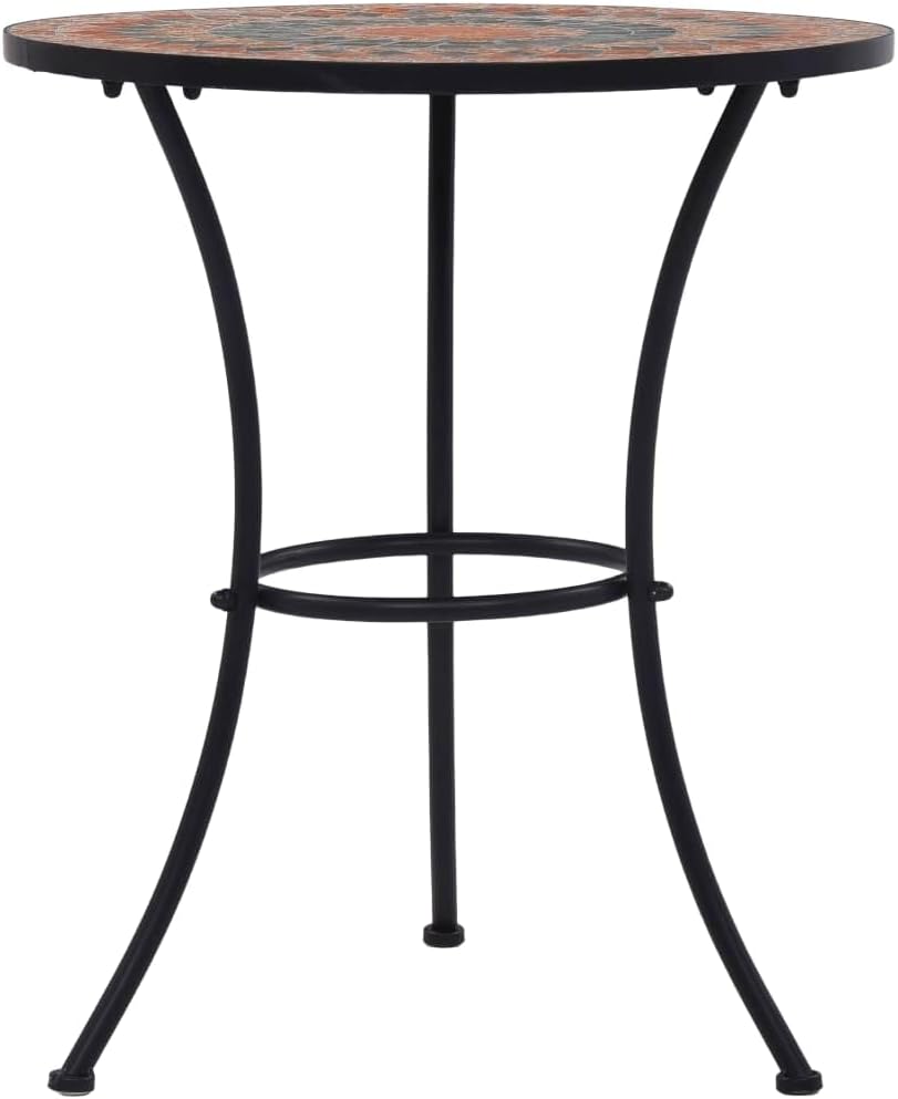 Mosaic Bistro Set 3-Piece Outdoor Patio Furniture - Terracotta Gray Orange Ceramic Tile