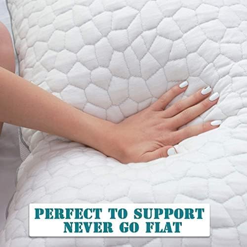 QUTOOL Shredded Memory Foam King Pillows 2 Pack, Adjustable Gel Pillows for Side Stomach and Back Sleepers Luxury Bed Pillow with Washable Cover