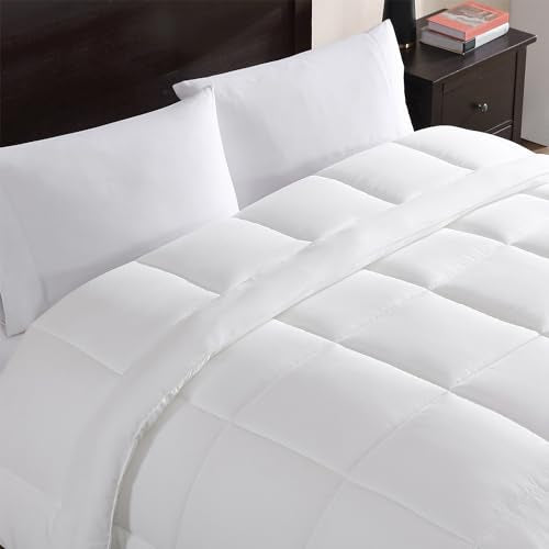 Perry Ellis Portfolio - Comforter, Down Alternative Quilted Bedding, Dorm Room Essentials, Quilted Inspired Room Decor (All Season White, Full/Queen)