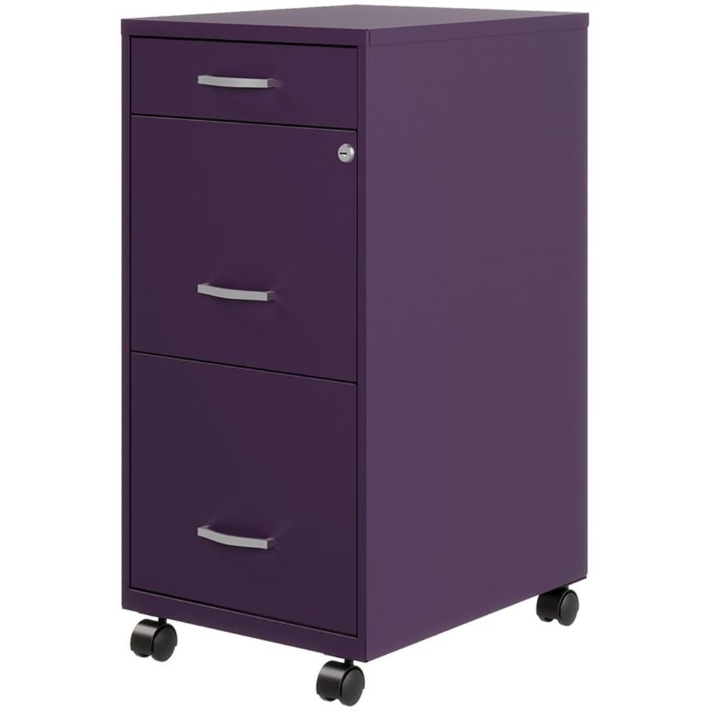 Space Solutions 18" Deep Modern Mobile Metal Organizer File Cabinet