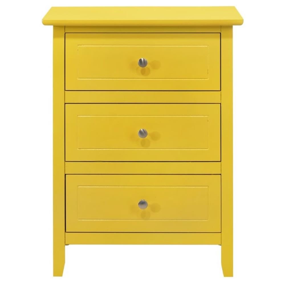 3 Drawer Nightstand in Yellow