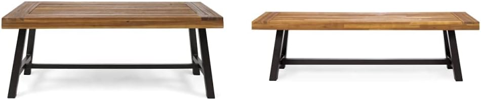 Carlisle Outdoor Acacia Wood Coffee Table and Bench Set