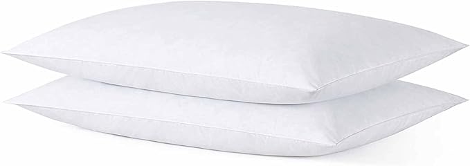 Medium Thin Flat Slim Ultra Soft Bed Pillows Standard Size Set of 2 Pack for Sleeping