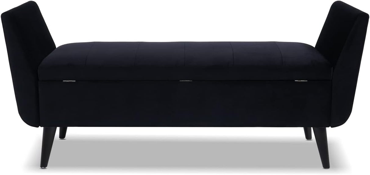 Duff 60" Mid-Century Modern Upholstered Entryway Storage Bench