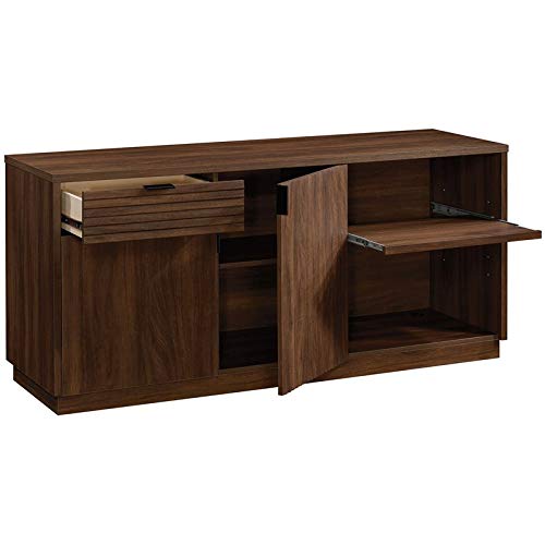 Mahogany L-Shaped Office Desk Set – 3 Piece Workstation with Hutch & Credenza