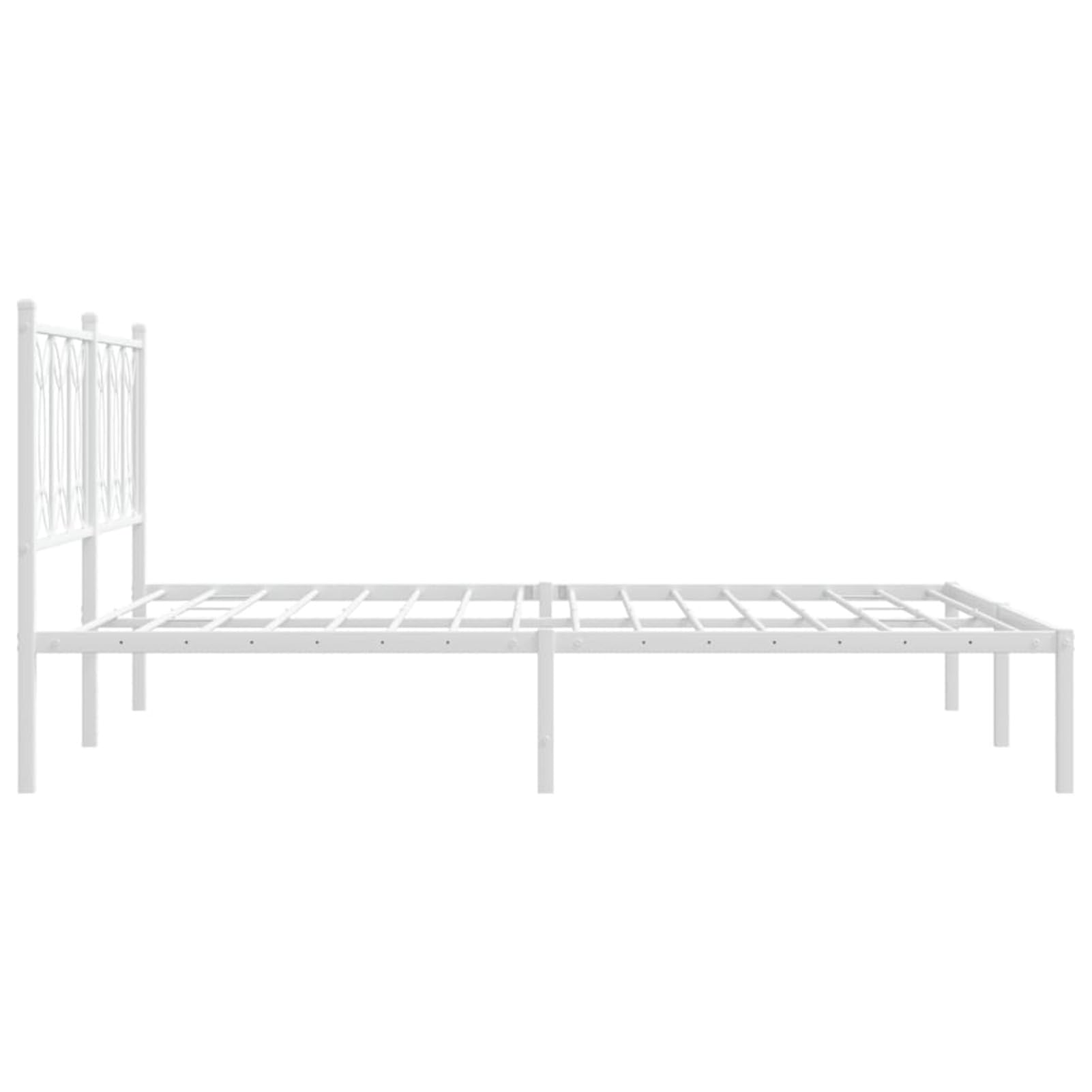 Tidyard Metal Bed Frame Without Mattress with Headboard White 59.1 x 78.7 Inch Platform Bed Frame, Easy Assembly Mattress Foundation for Bedroom Dorm Guest Room Style K