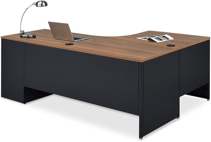 Carbon L Shaped Executive Office Desk - Durable Laminate Computer Desk
