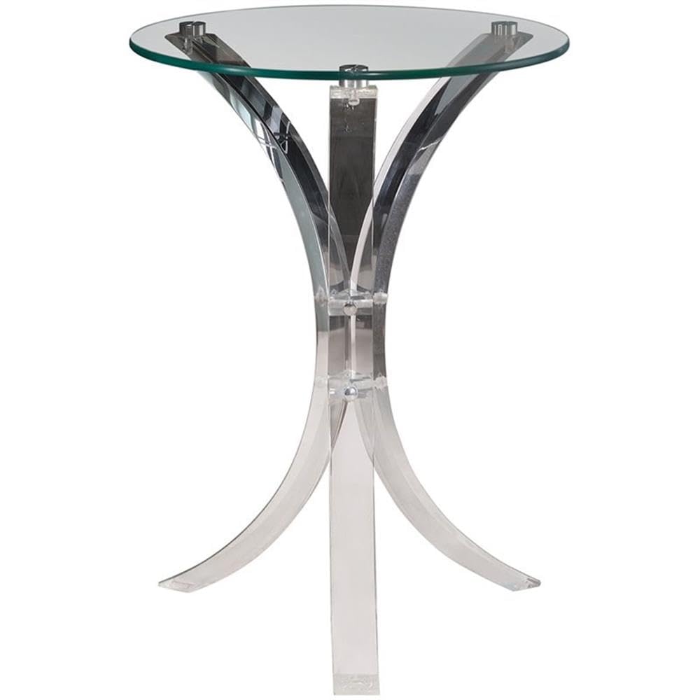 Round Contemporary Glass Accent End Table in Clear