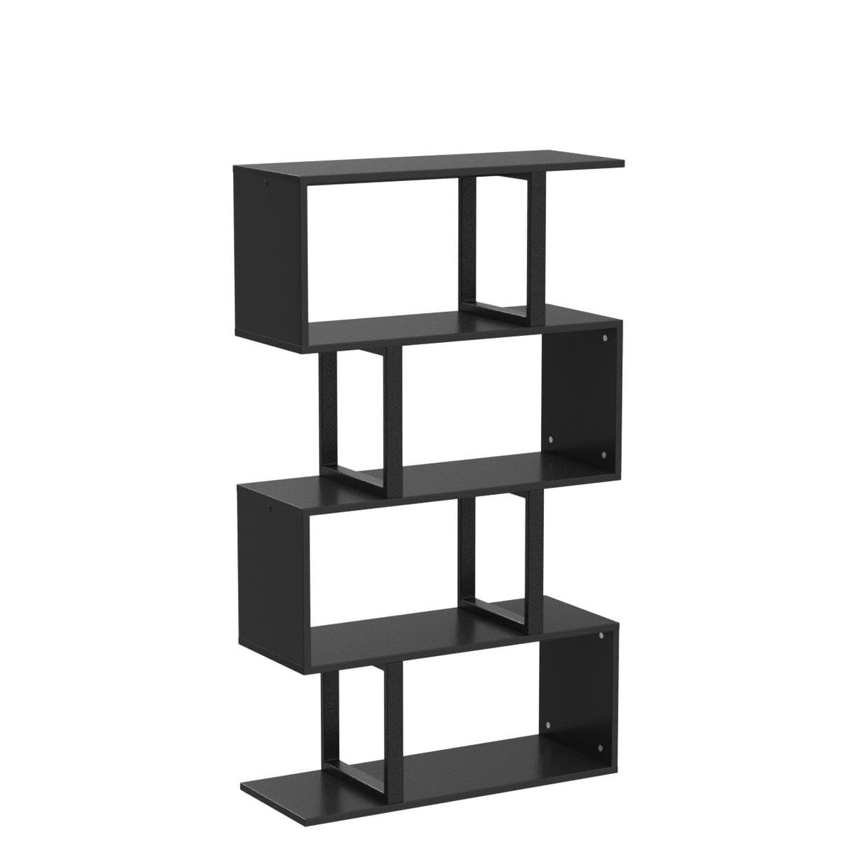 5-Tier Bookshelf, S-Shaped Z-Shelf Bookshelves and Bookcase, Modern Freestanding Multifunctional Decorative Storage Shelving for Living Room Home Office, Black