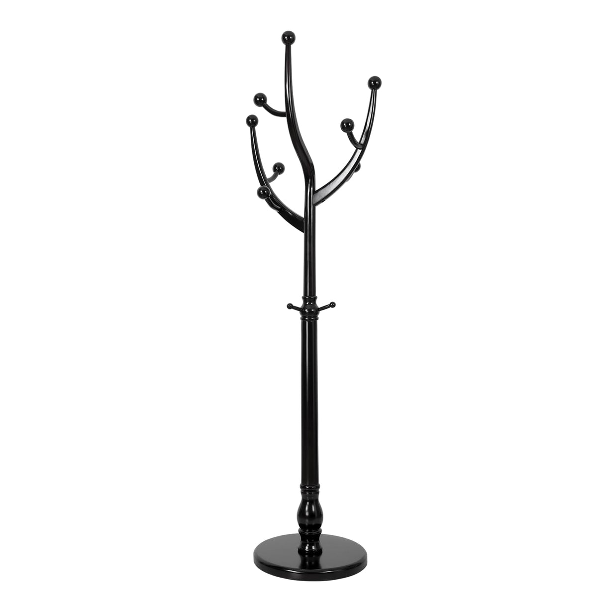 Wood Coat Rack Coat Tree Freestanding with Hooks, Heavy Duty Standing Coat Rack