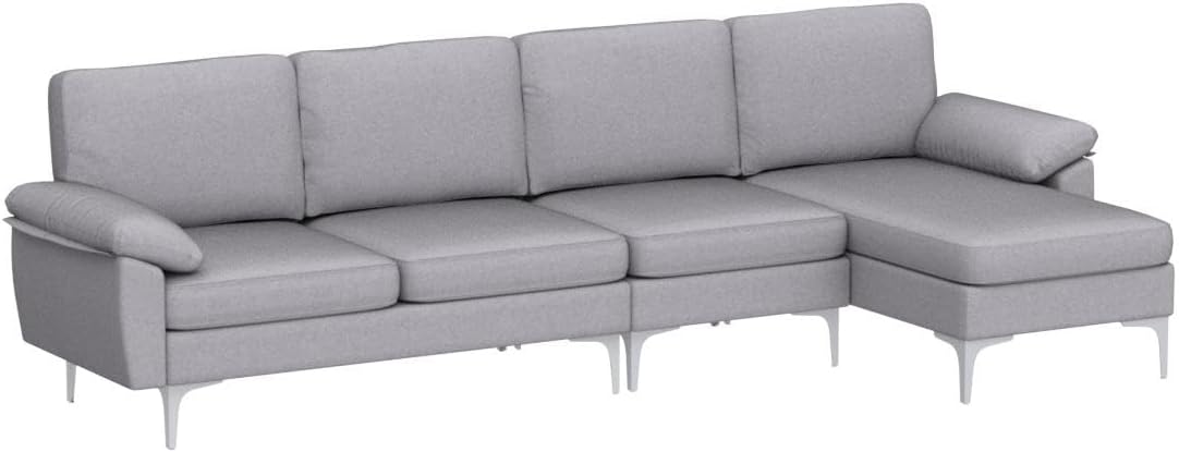 Convertible Sectional Sofa 110" L-Shape Sofa Couch 4-Seat Couch