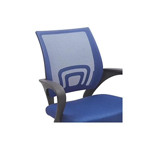 Office Desk Chair with Adjustable Lumbar Support – Comfortable Swivel Computer Chair, Rolling Task Chair for Home Office, White Executive Chair with Wheels - Blue