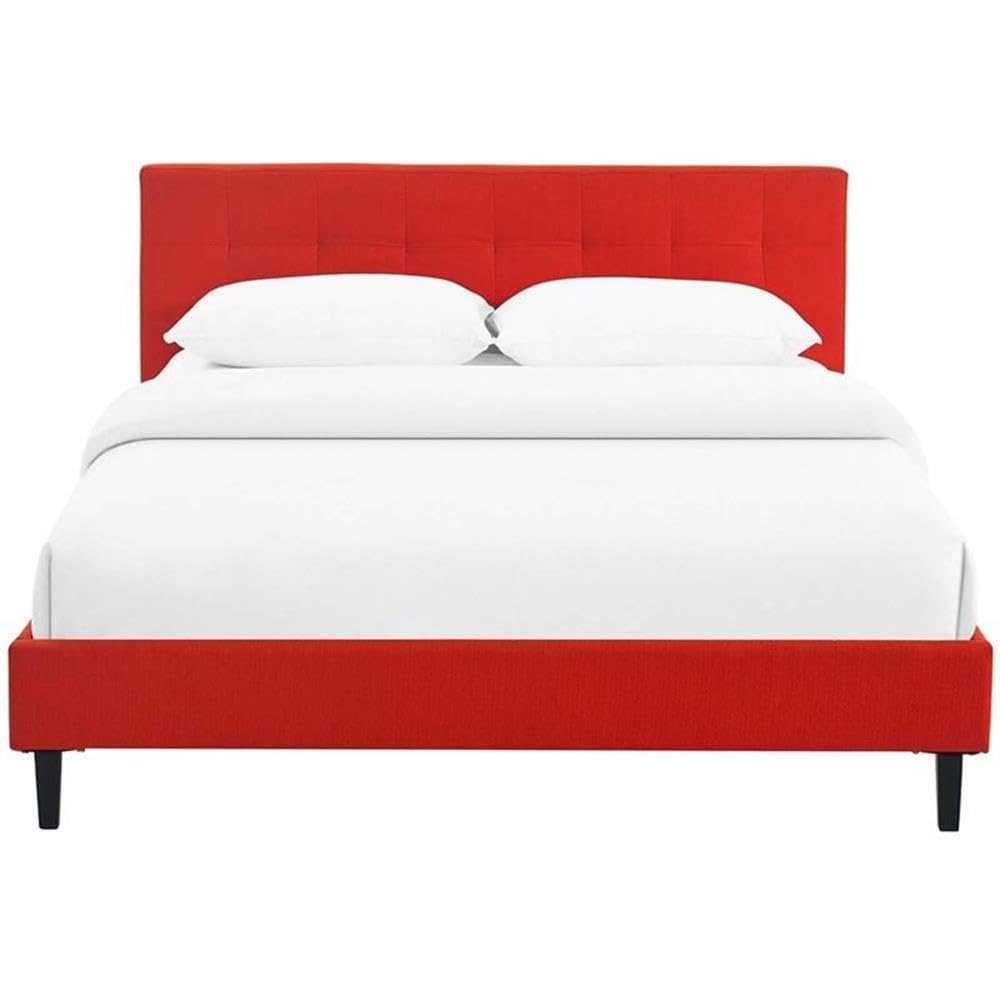 Hawthorne Collections Modern Fabric Upholstered Full Platform Bed in Atomic Red