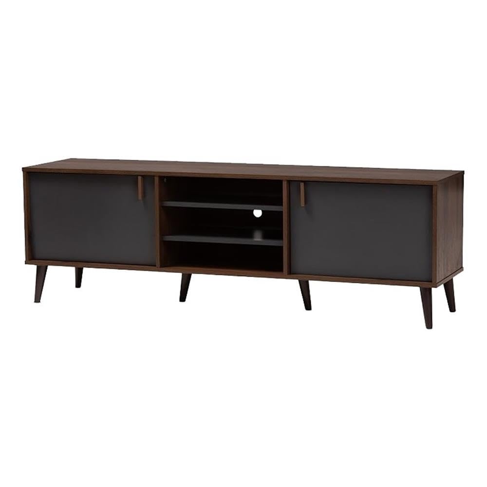 Modern TV Stand Console Entertainment Center in Brown and Dark Grey