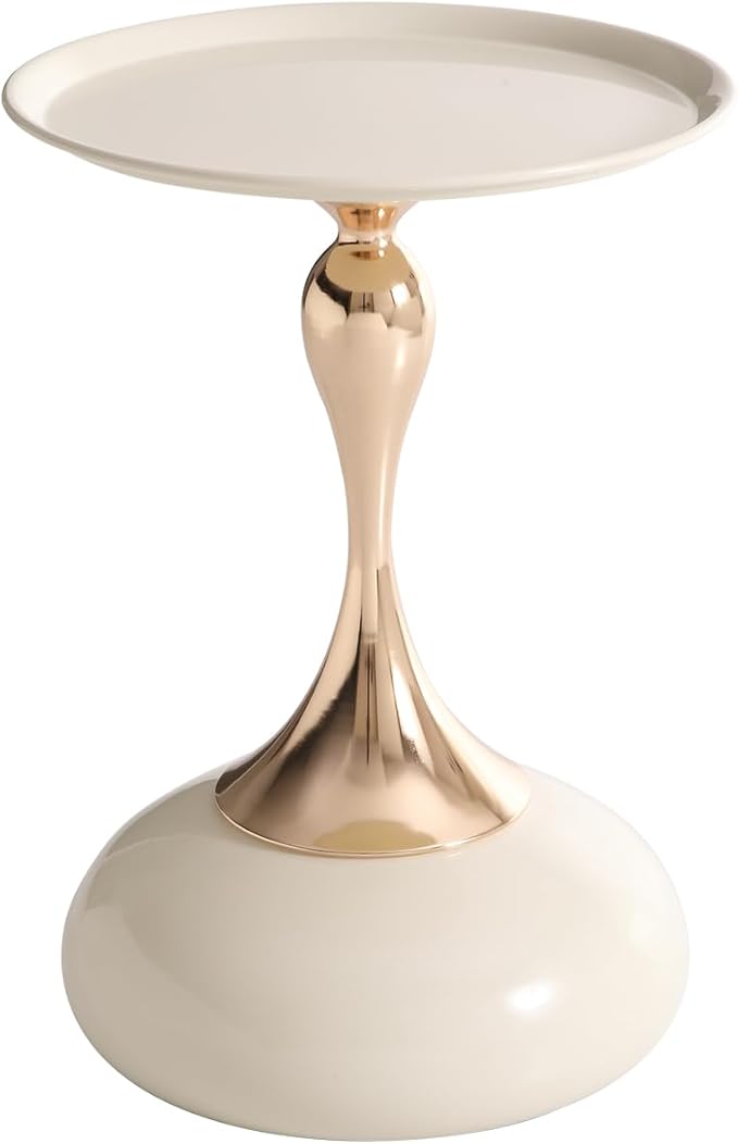 Small Round Side Table for Small Spaces, Modern Pedestal End Table Living Room