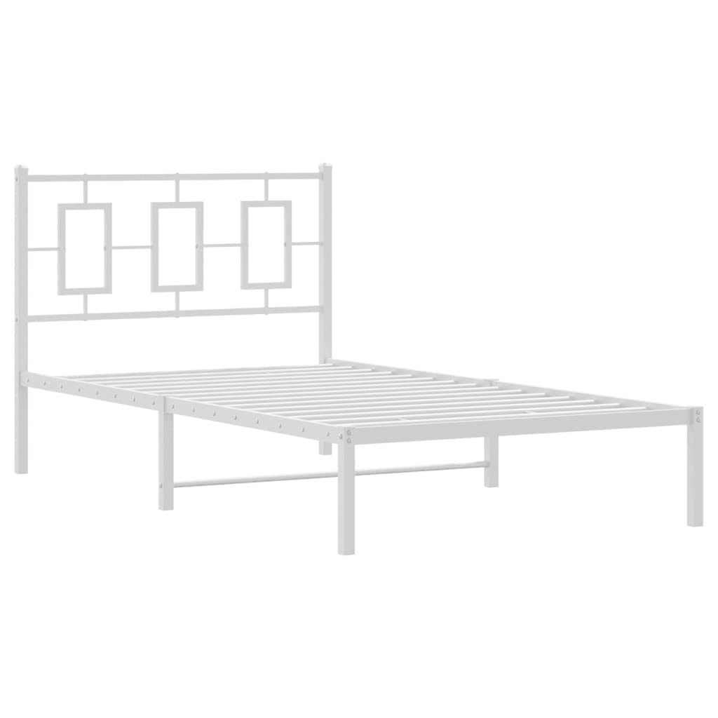 Strawberry Fairy Elegant White Metal Bed Frame for Timeless Comfort, Sturdy Steel Construction, Includes Headboard, 39.4" x 78.7"