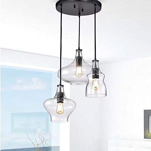 Jojospring Tasia Antique Black/Clear Mouth-Blown Glass Cluster Pendant Chandelier