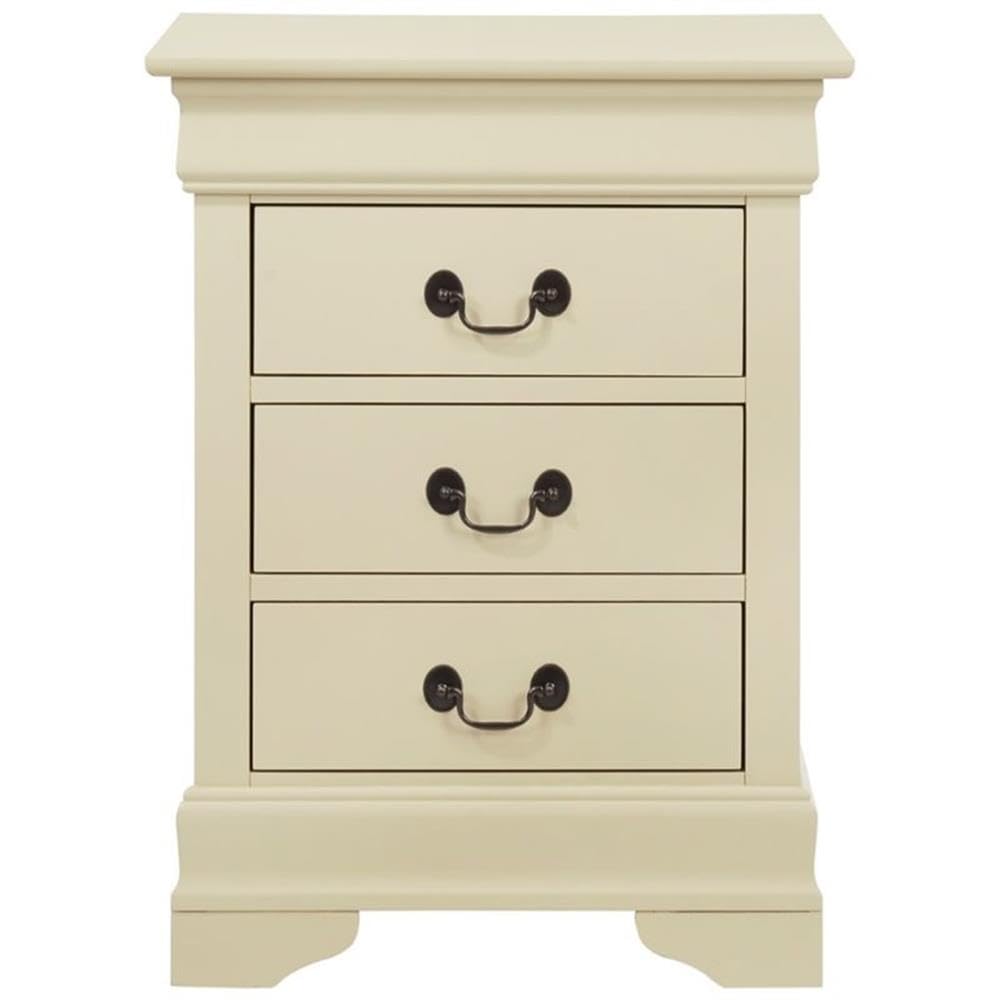 Louis Phillipe 3 Drawer Nightstand in Beige